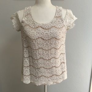 Rose and Olive Lace Top - Sz M